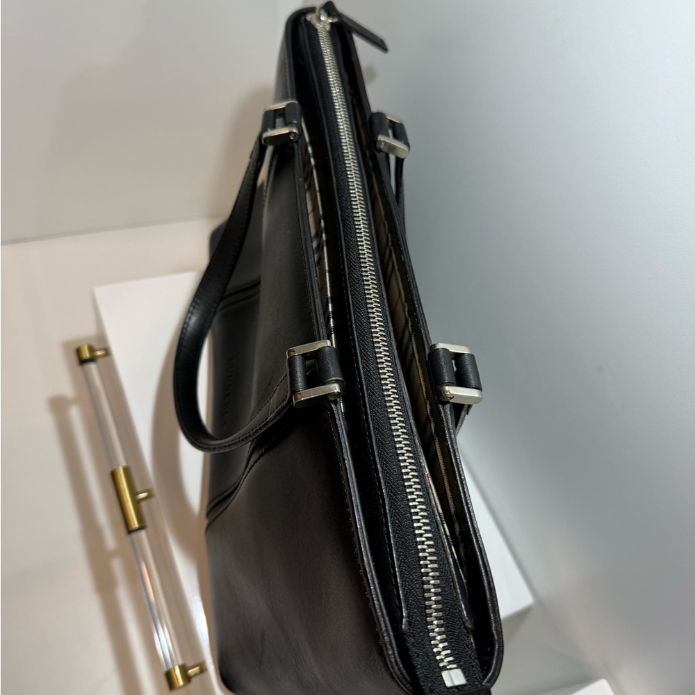 Burberry Black Leather with House Check Interior Handbag - Picture 11 of 11